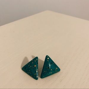 Vintage Aqua Triangle Earrings
